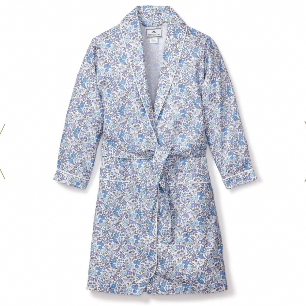 Petite Plume Girls Fleur D'Azur Robe Blue Floral Cotton Modal Kids 5/6 SCRFDA106